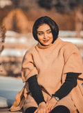 Aadu Knit Poncho in Peach — view 1