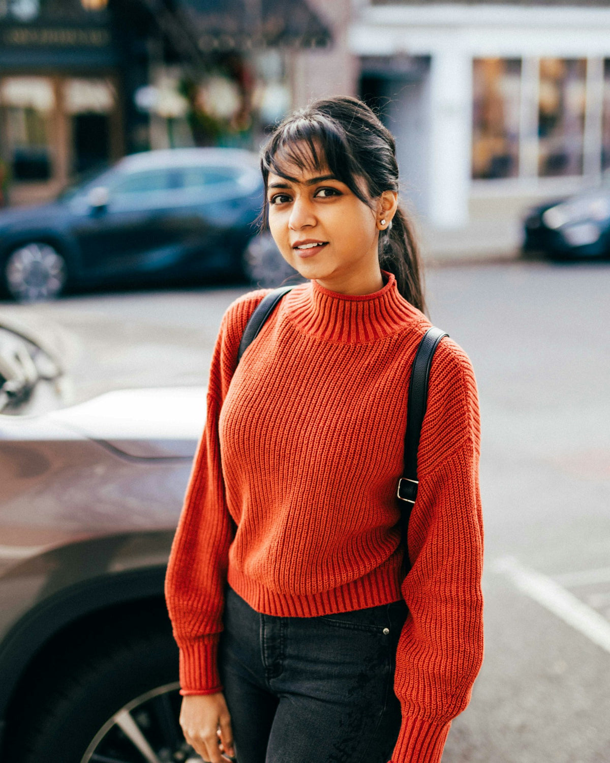 Agni Ribbed Turtleneck in Orange — view 1