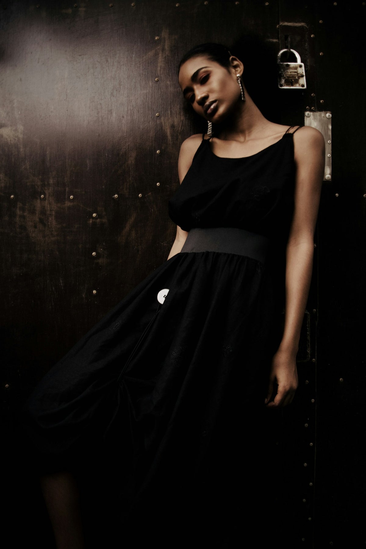 Amavas Belted Skater Midi in Black — view 1