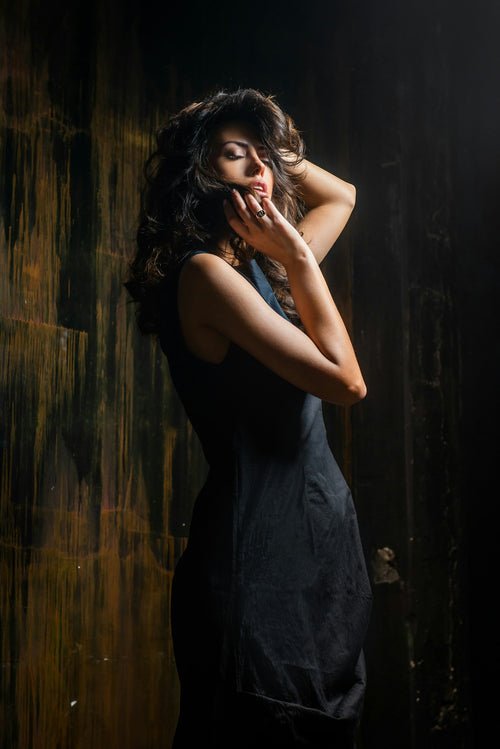 Amavas Cowl-Neck Midi in Black — view 1