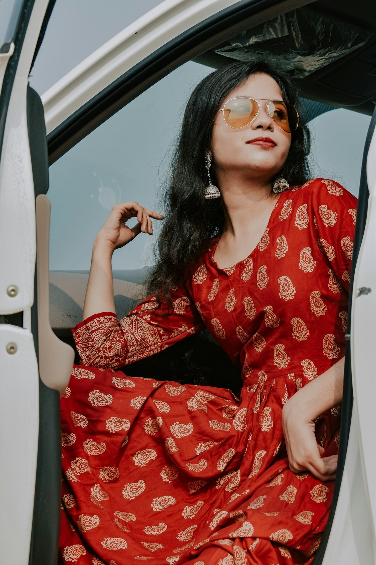 Anaar Butti Printed Maxi in Red — view 1