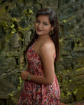 Anaar Strappy Floral Midi in Red — view 1