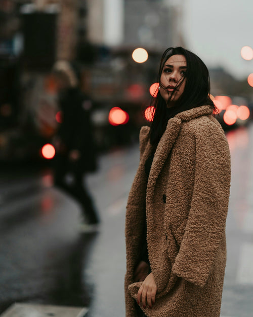 Bhoora Teddy Longline Coat in Brown — view 1