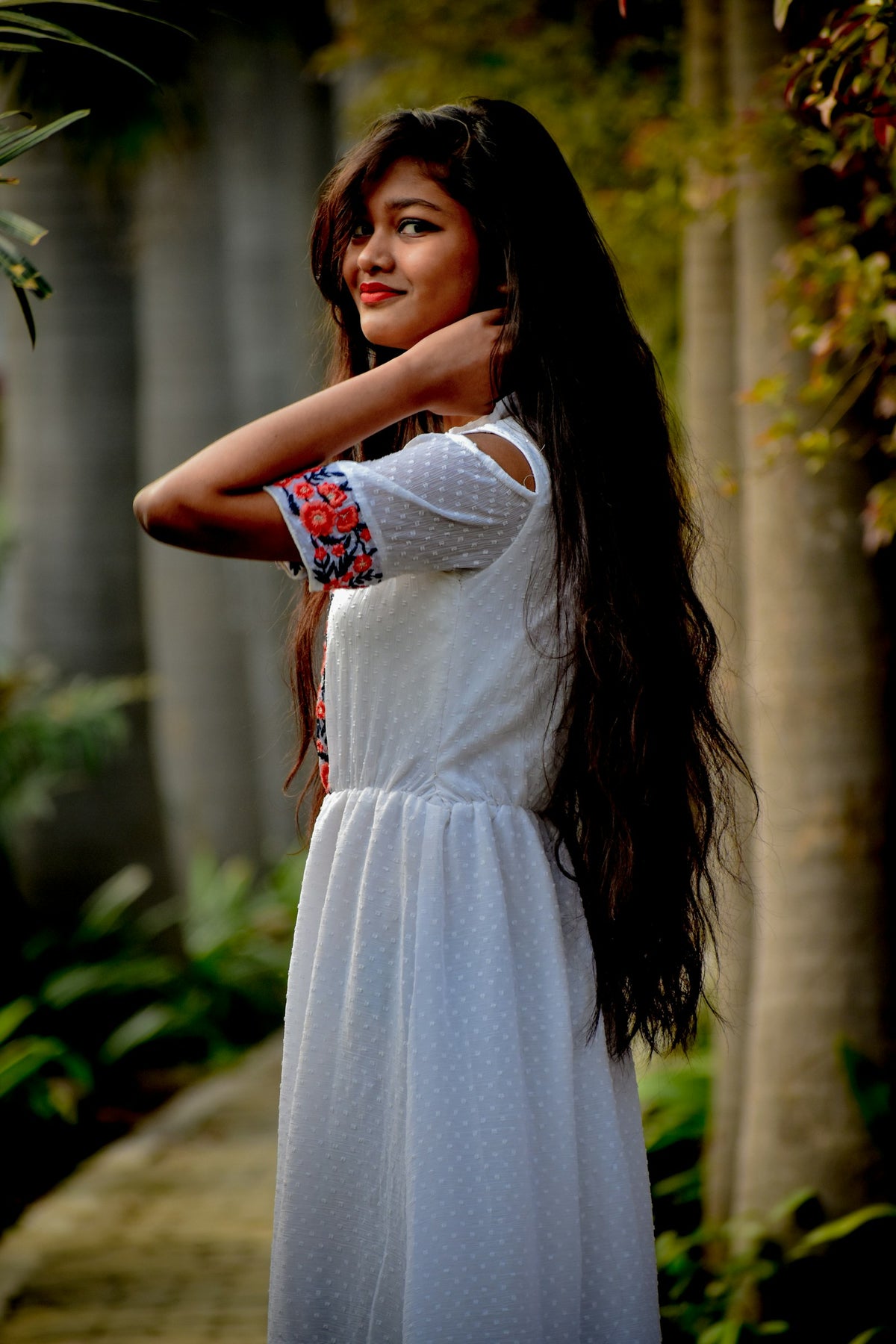 Chandni Lace-Inset Maxi in White — view 1
