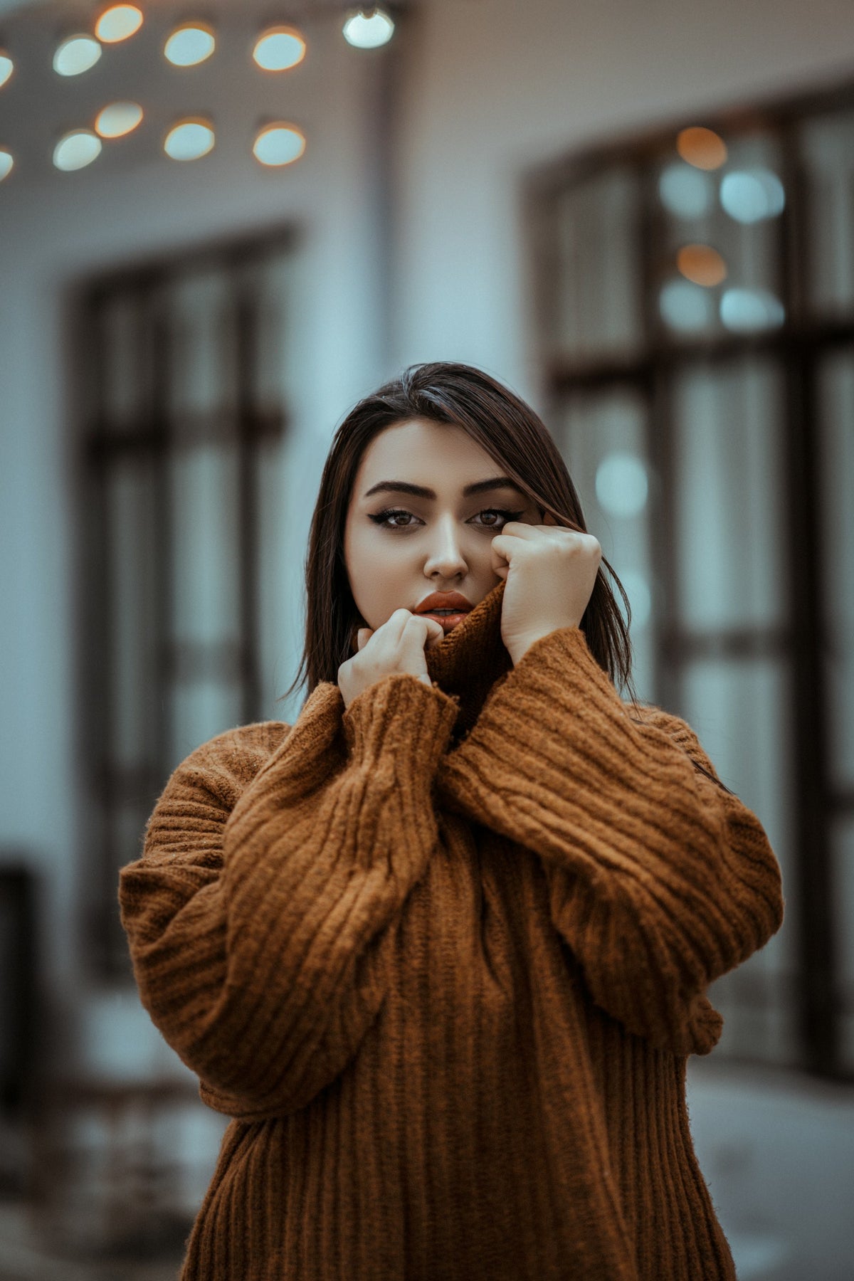 Dalchini Chunky Turtleneck in Rust — view 1