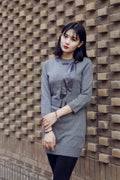Dhuaan Knit Shift Dress in Grey Melange — view 1