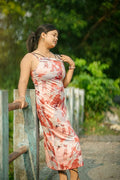 Gulaab Satin Floral Slip Midi in Pink Floral — view 1