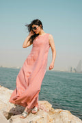 Gulaabi Linen Column Maxi in Blush — view 1
