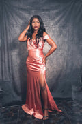 Gulaabi Satin Mermaid Gown in Rose — view 1