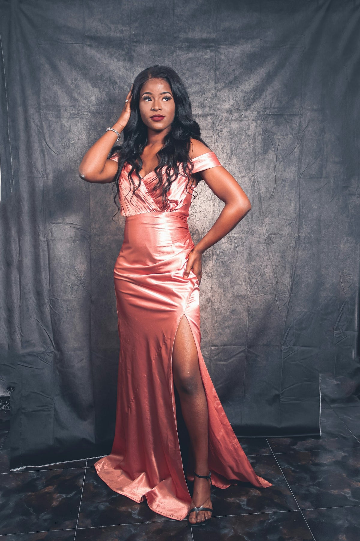 Gulaabi Satin Mermaid Gown in Rose — view 1