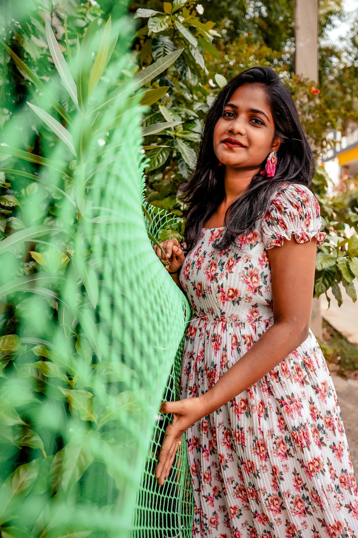 Gulbahar Floral Midi in Red White — view 1