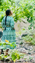 Hara Ikat Tiered Midi in Green — view 1