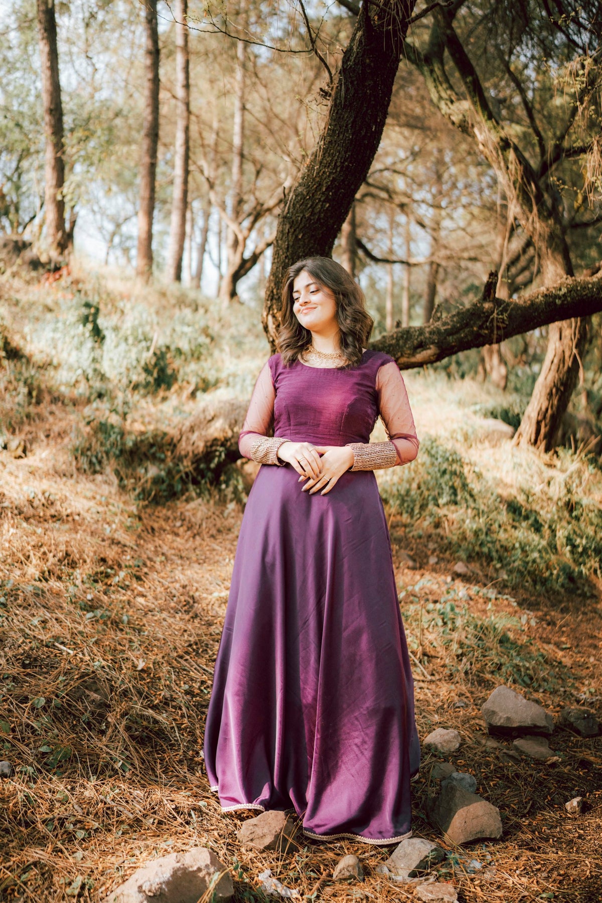 Jamun Satin Maxi in Plum — view 1