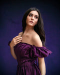 Jamuni Off-Shoulder Ruffle Gown in Purple — view 1
