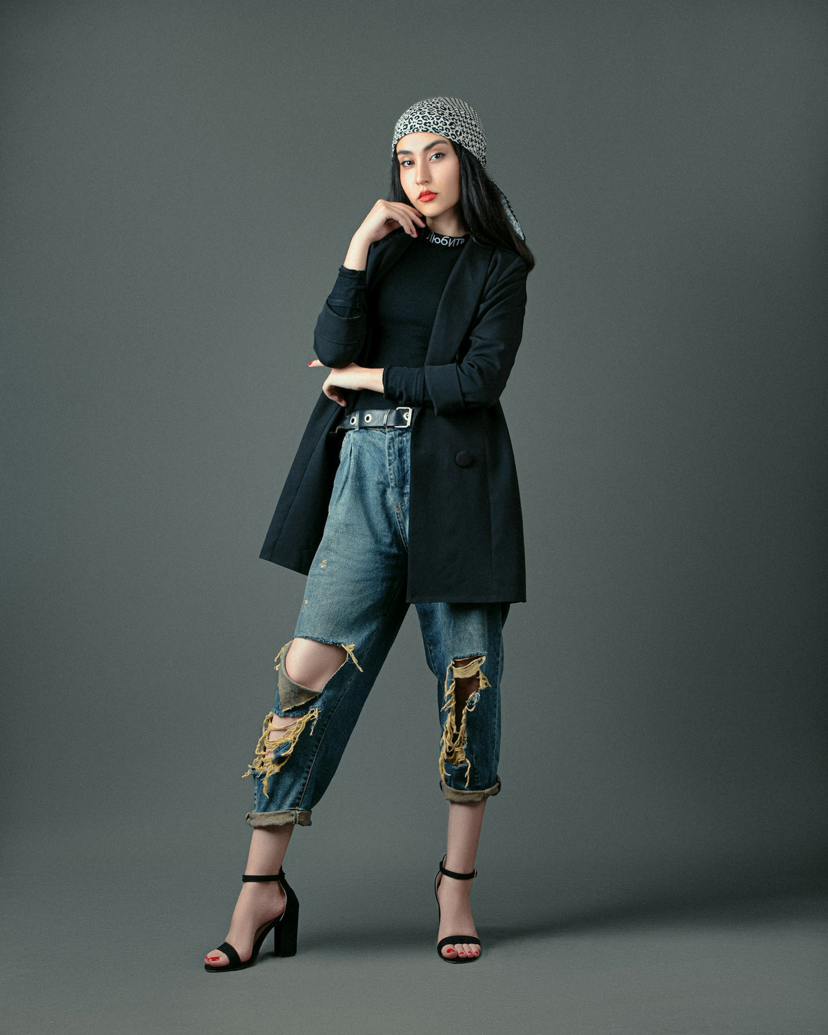 Kaali Longline Blazer Coat in Black — view 1