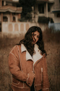 Kasturi Shearling Aviator Jacket in Tan — view 1