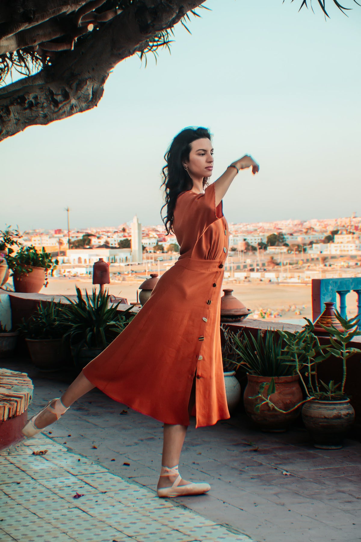 Kesar Button-Down Maxi in Rust — view 1