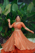 Kesar Indo-Western Lehenga Set in Peach — view 1