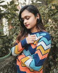 Lehar Chevron Knit Sweater in Multicolour — view 1