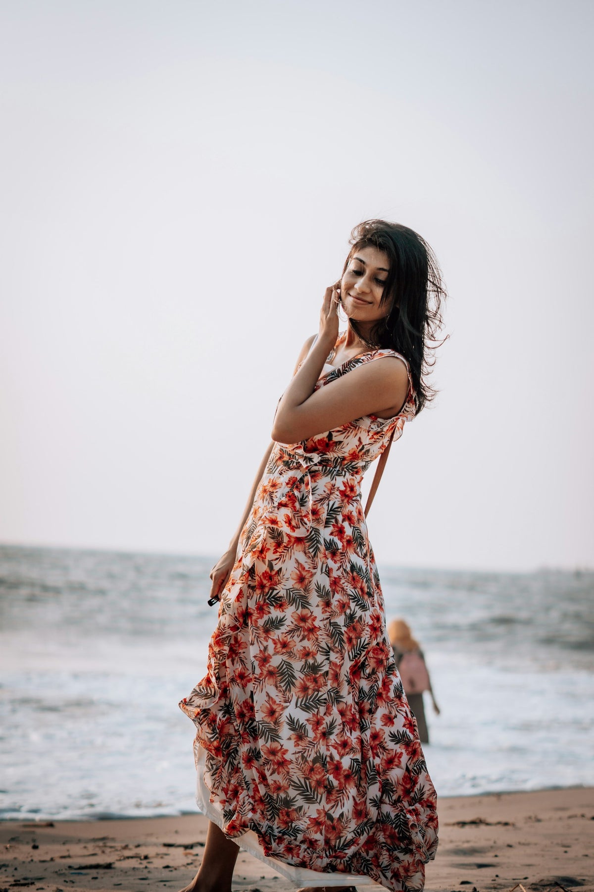 Lehar Floral Beach Maxi in Peach Floral — view 1