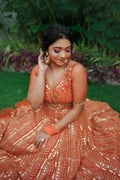 Narangi Sequin Skirt Set in Orange — view 1