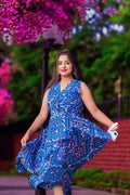 Neela Bandhani Wrap Dress in Blue — view 1