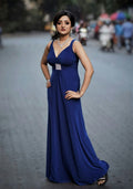 Neela Draped Jersey Gown in Royal Blue — view 1