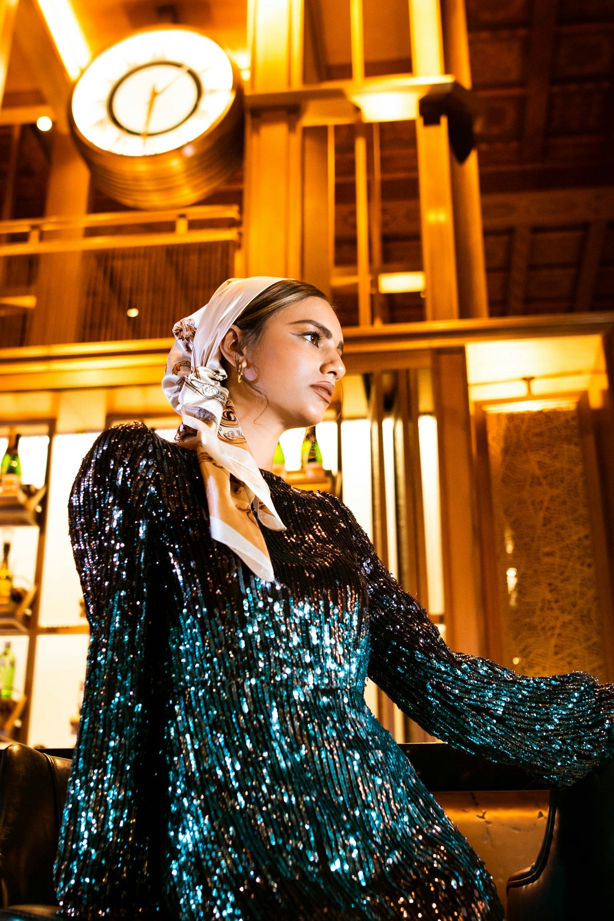 Neelam Sequin Blazer Dress in Teal — view 1