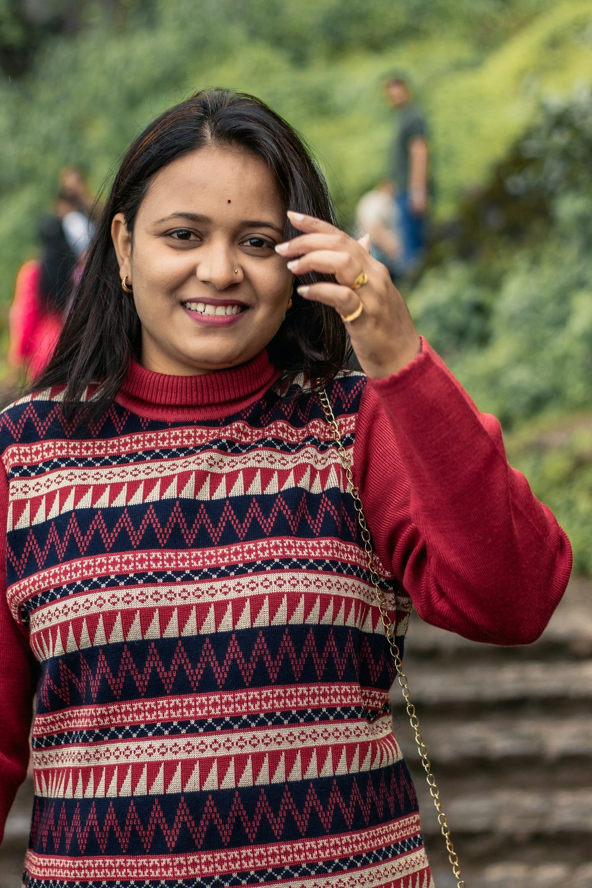 Pahadi Fair-Isle Sweater in Red Multicolour — view 1