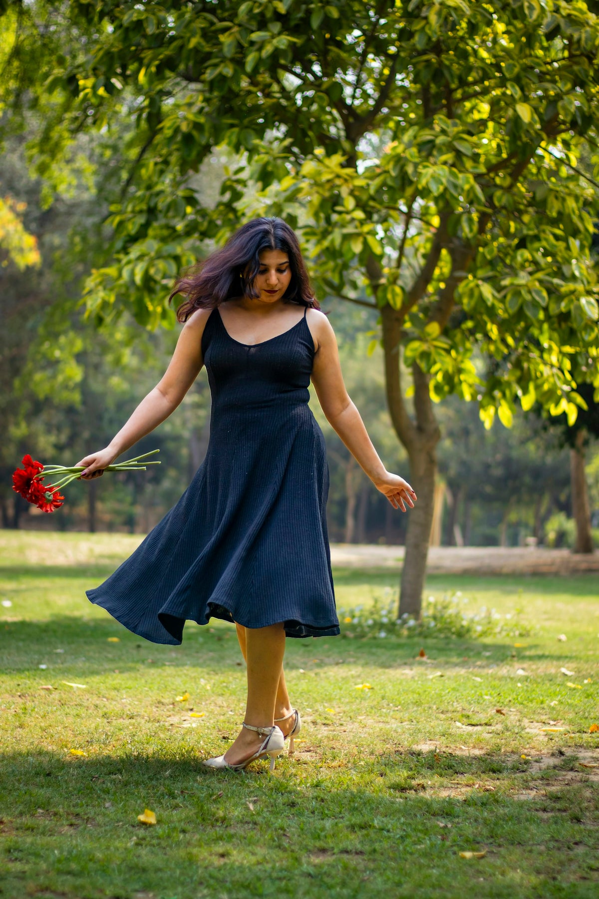Raat Navy Fit-and-Flare Dress in Navy — view 1