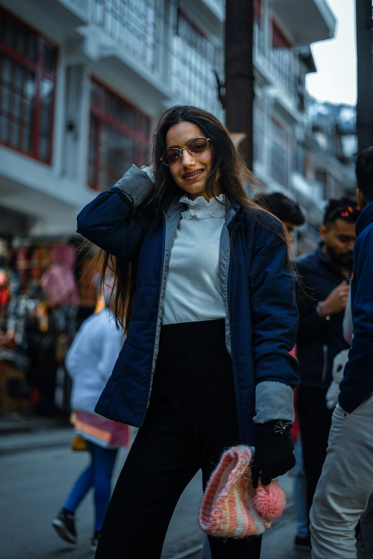 Raat Navy Pea Coat in Navy — view 1