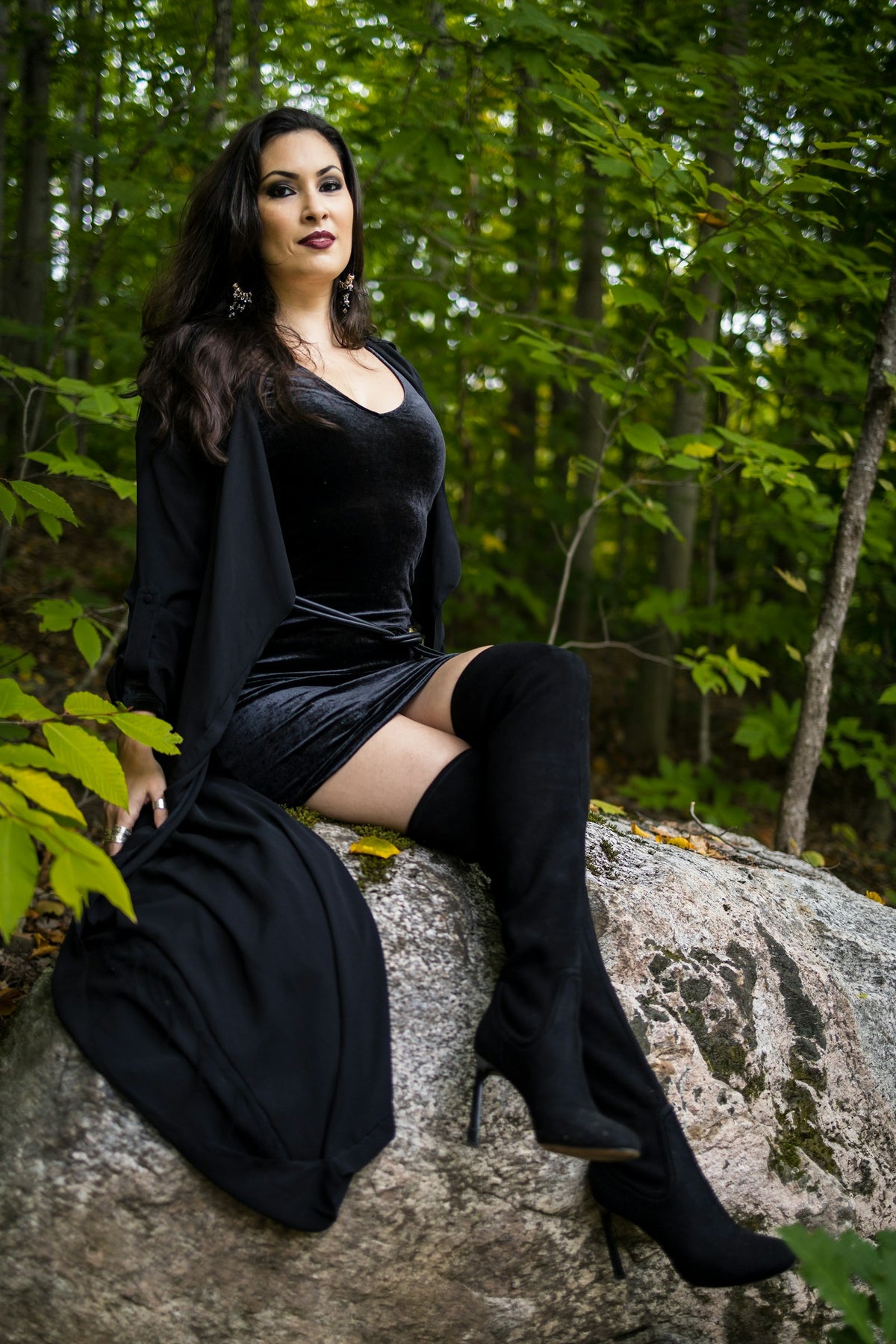Raat Velvet Wrap Dress in Black — view 1