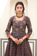 Rangoli Embroidered Yoke Midi in Charcoal — view 1