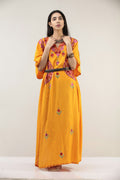Sarson Embroidered Kaftan Maxi in Mustard — view 1