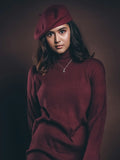 Sharaab Cable-Knit Sweater Dress in Wine — view 1