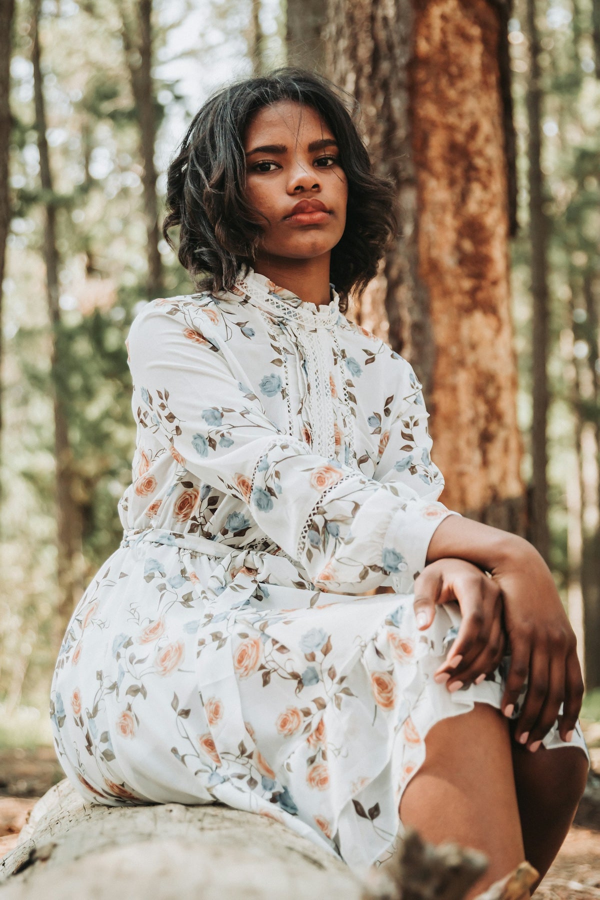 Shubhra Botanical Shirt Dress in White Floral — view 1