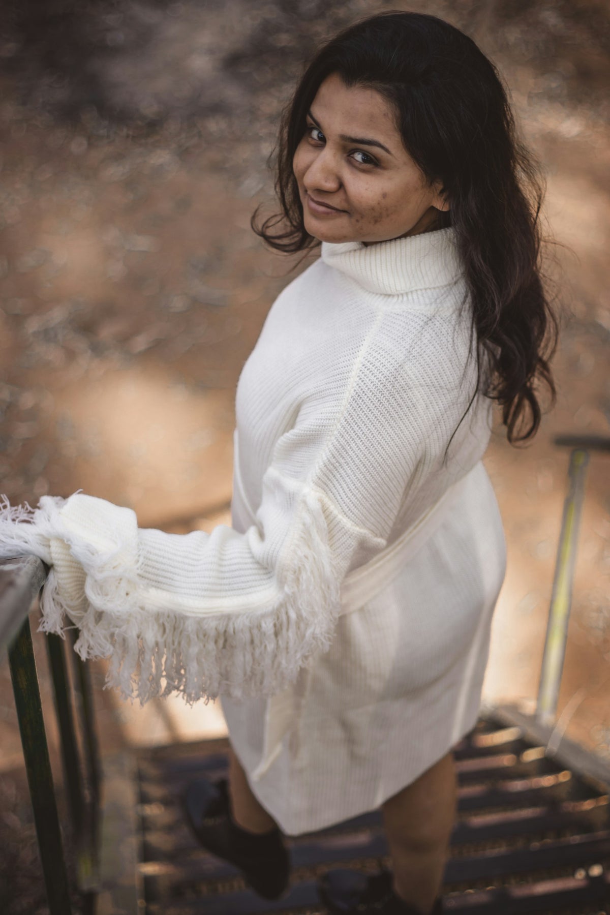 Shubhra Fringe Knit Cardigan in White — view 1