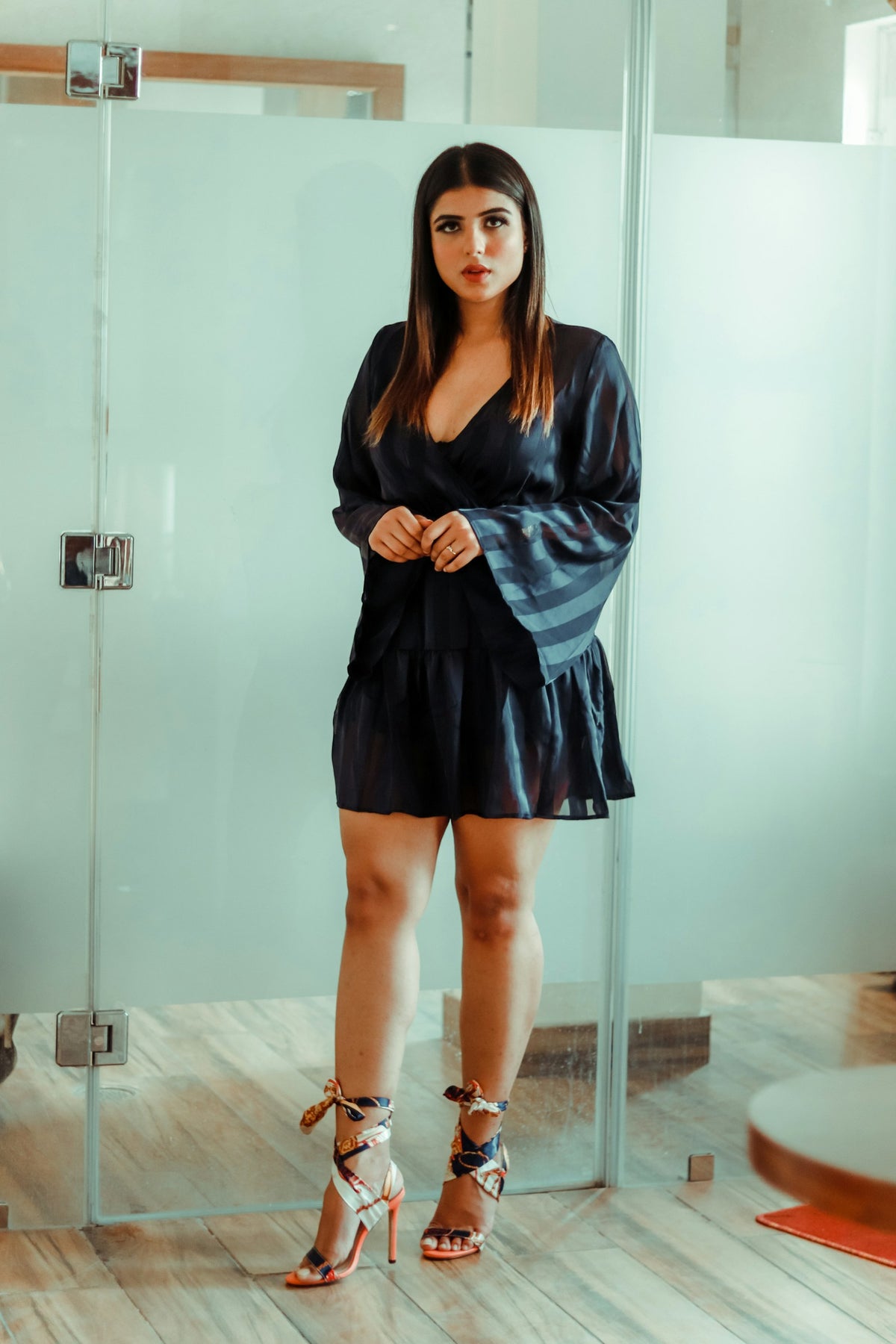 Shyam Satin Wrap Mini in Black — view 1