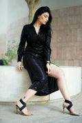 Sitara Sequin Shirt Dress in Black — view 1