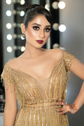 Sona Fringe Embellished Gown in Gold — view 1