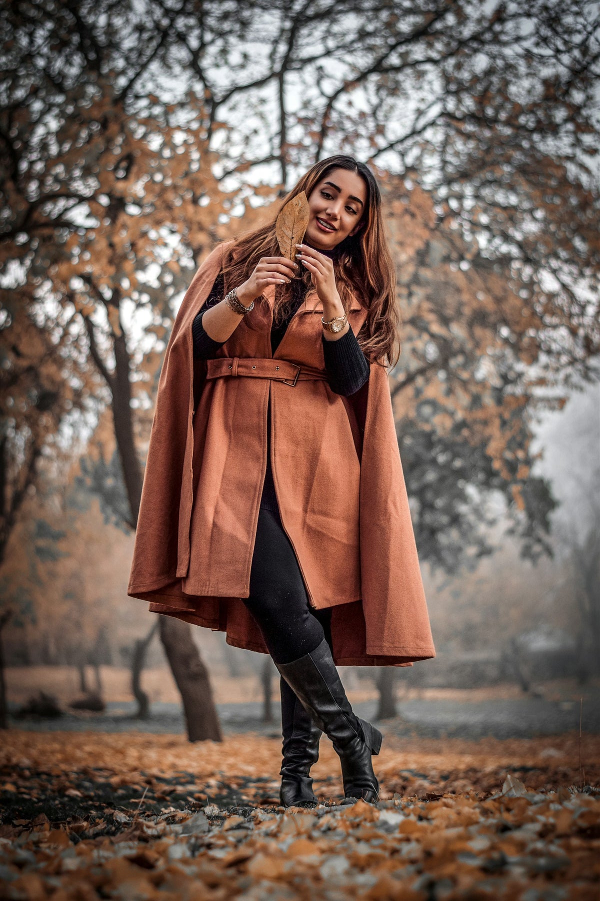 Taamba Belted Wool Coat in Rust — view 1