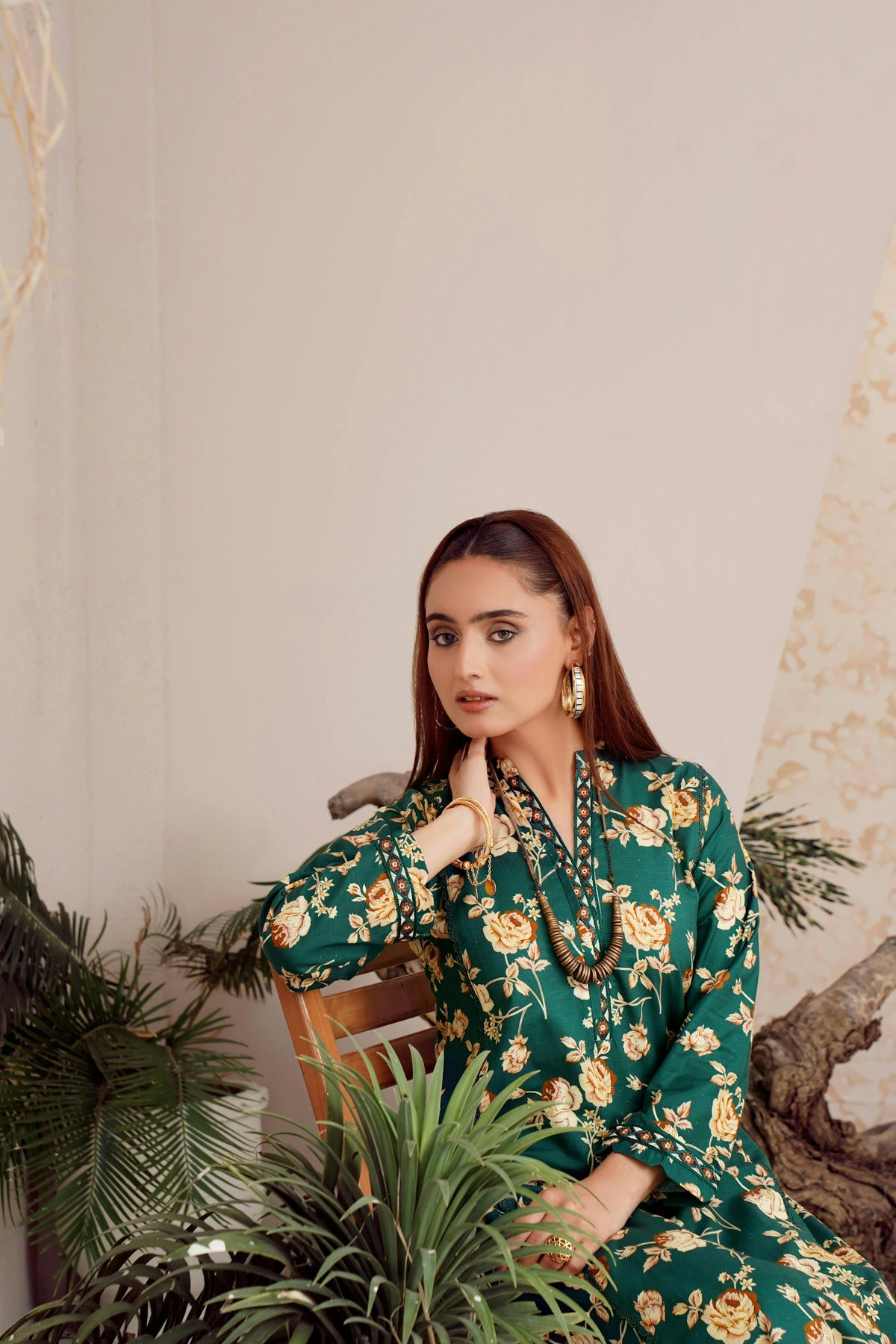 Van Emerald Floral Wrap Dress in Emerald — view 1